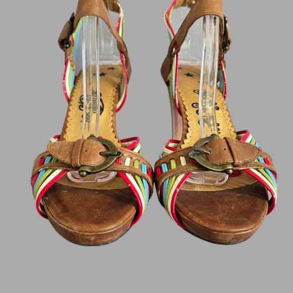 Naughty Monkey 4" Heel Multi Colored Strappy Buckle Sandals Women Size 8.5 - Picture 4 of 13